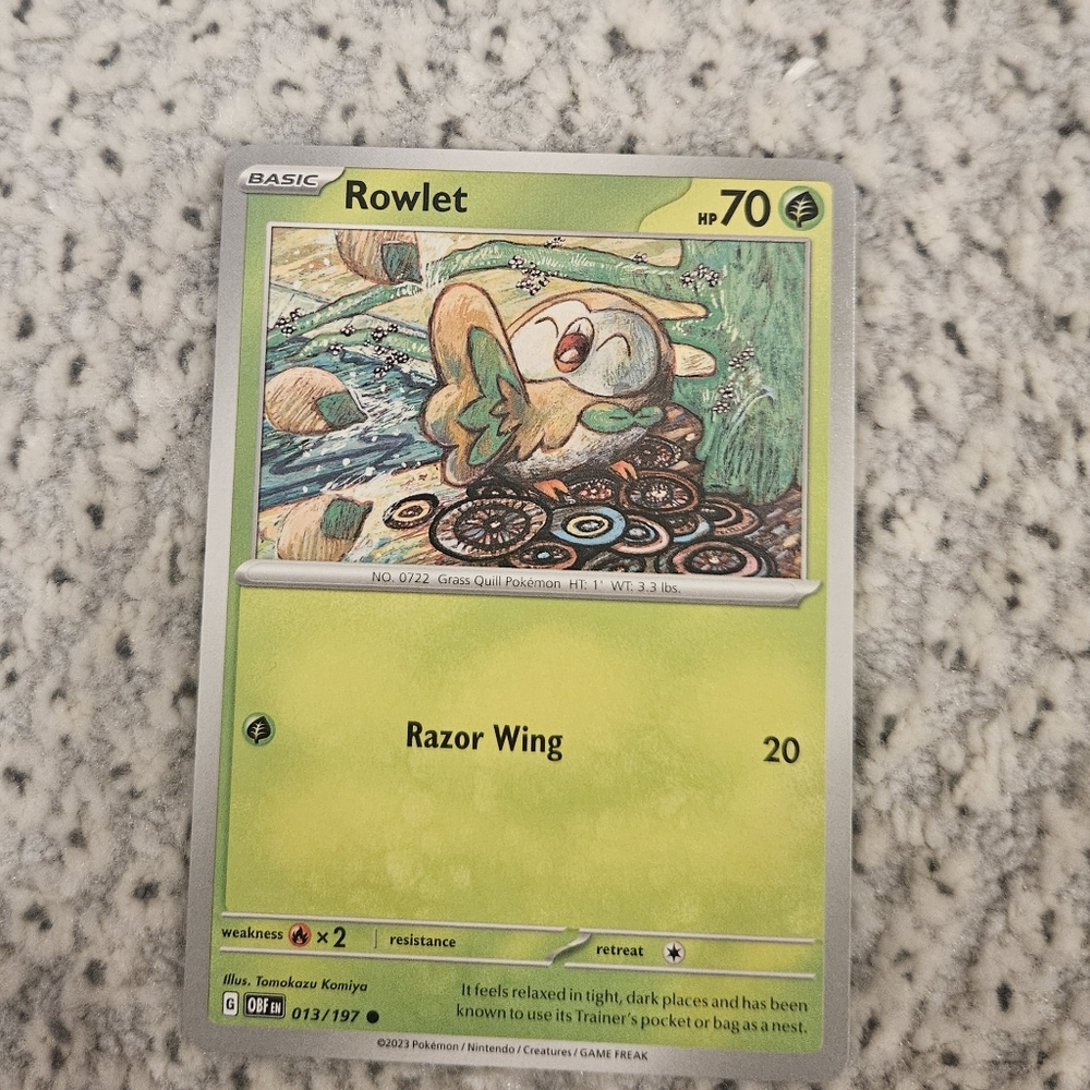 POKEMON TCG Card Rowlet Obsidian Flames 13/197 PZ